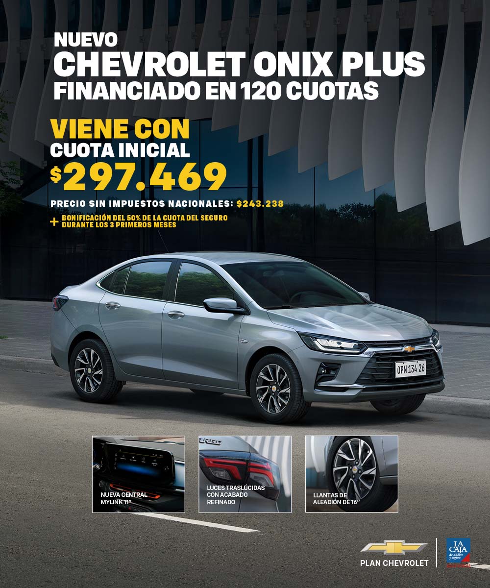 Nuevo Chevrolet Onix Plus financiado en 120 cuotas