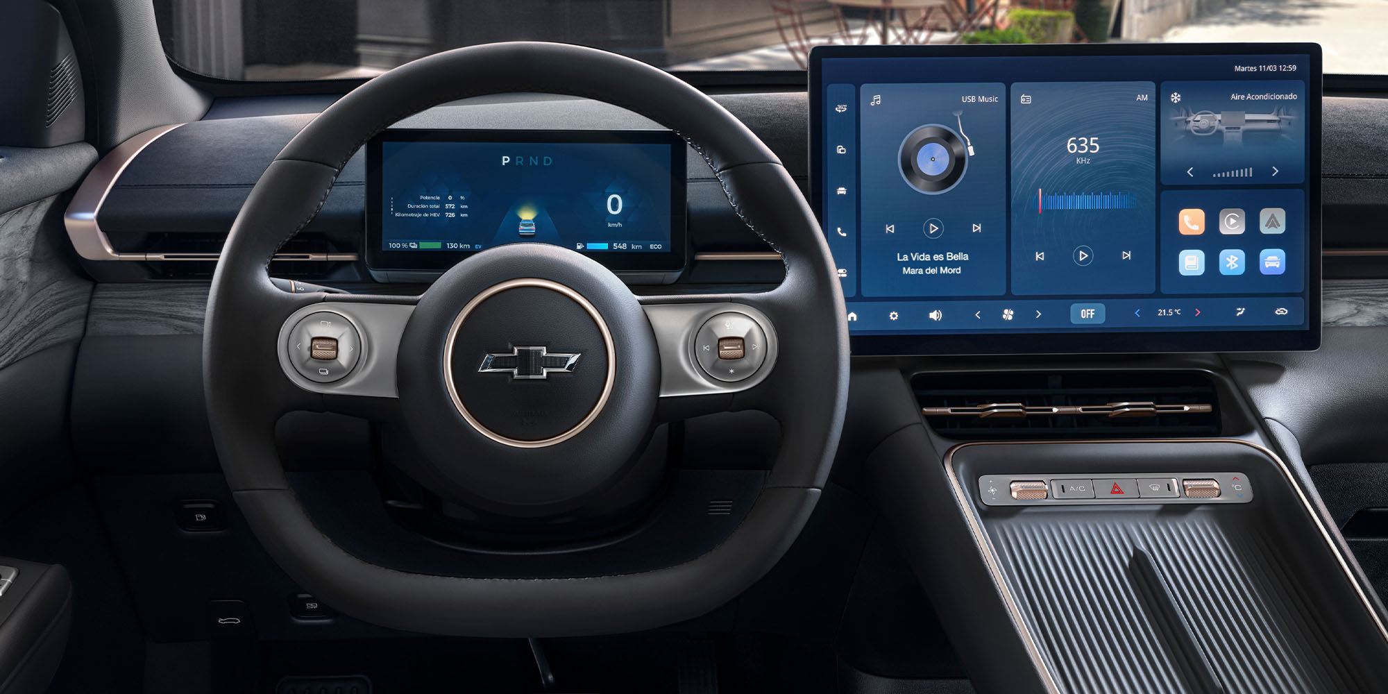 Interior Chevrolet Captiva PHEV con pantalla multimedia